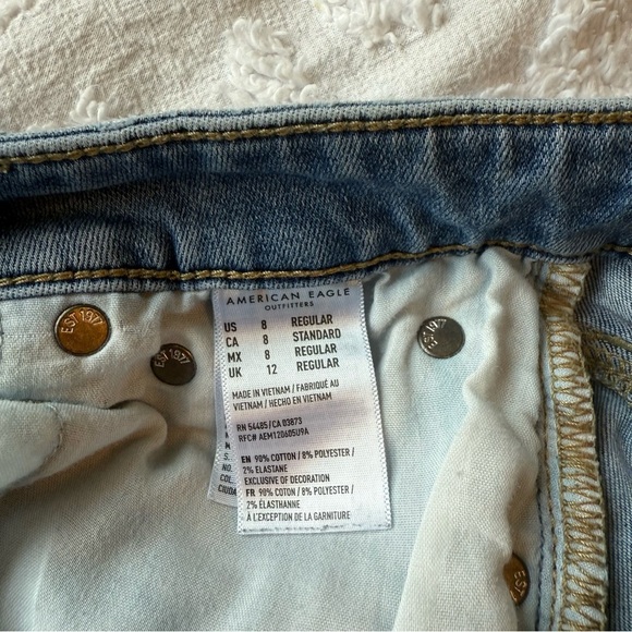 American Eagle High Rise Jeggings Next Level Stretch Size 8 Distressed Ripped - Picture 5 of 6